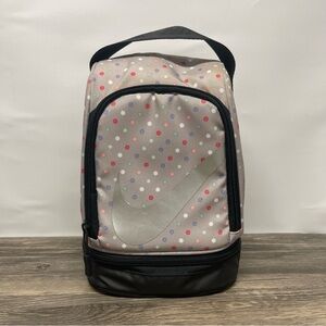 Nike Gray Polka Dot Insulated Lunch Bag Thermal‎ Zip Cooler Tote